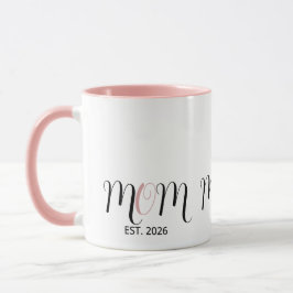 Caneca DMom Established Black Pink Script New Mom Gift