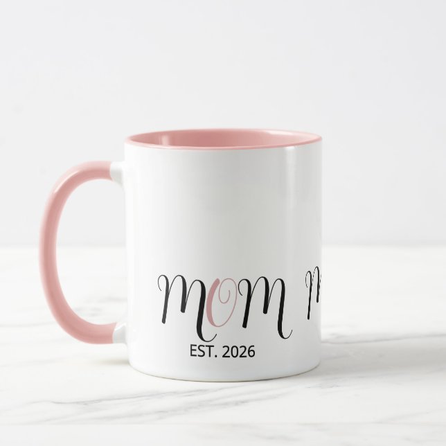 Caneca DMom Established Black Pink Script New Mom Gift (Esquerda)
