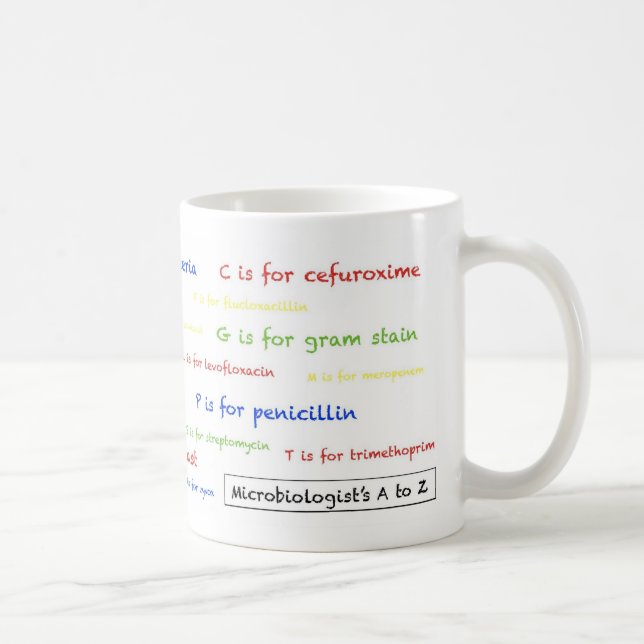 Caneca do A a do Z do microbiologista - branco (Direita)