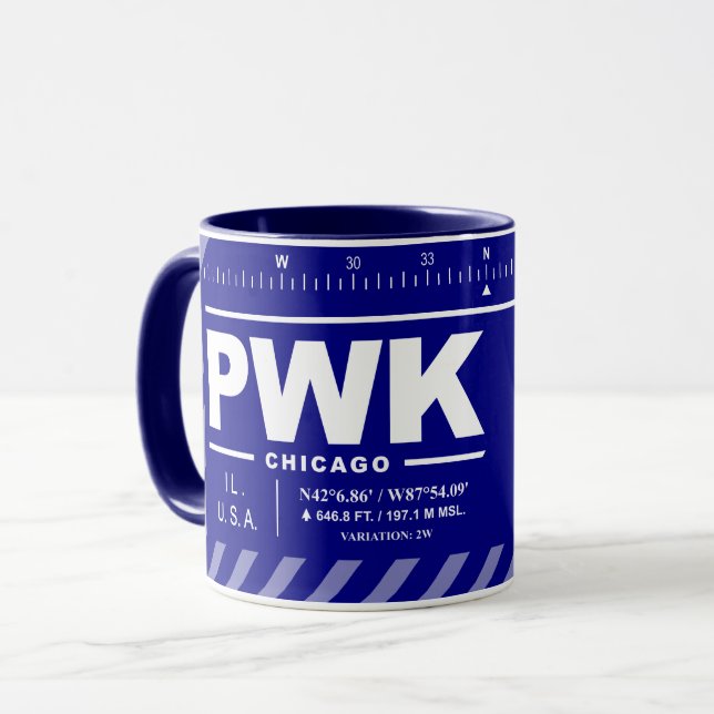Caneca do Aeroporto Executivo de Chicago PWK (Frente Esquerda)
