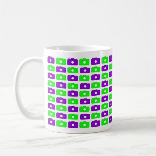 Caneca do amor da câmera (verde & roxo) (Esquerda)