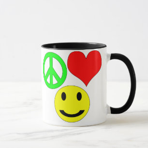 caneca do amor e da felicidade da paz
