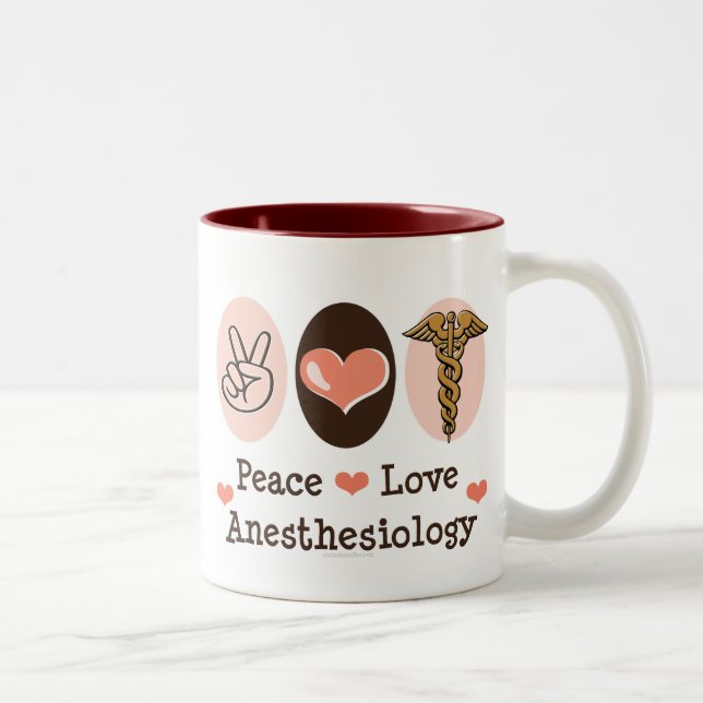 Caneca do Anesthesiology do amor da paz (Direita)