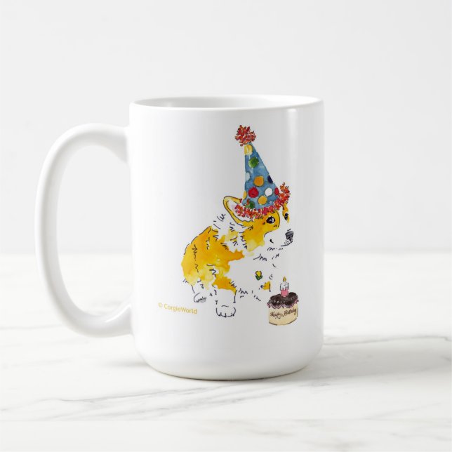 Caneca do aniversário do Corgi do chapéu dos (Esquerda)