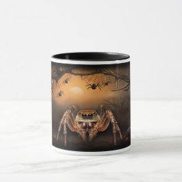 Caneca do Aranha Saltador de Halloween & Abóboras