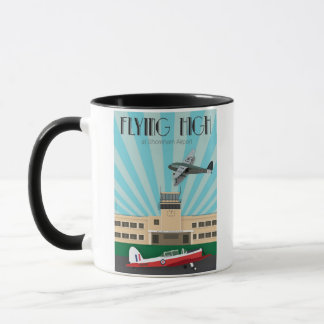 Caneca do art deco com aeroporto e Chipmunk de