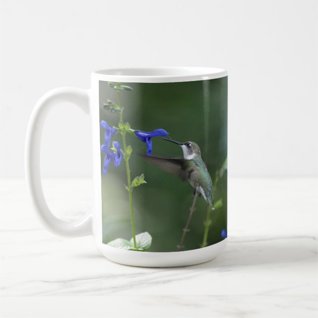 Caneca do azul da safira do salvia do pássaro do (Esquerda)