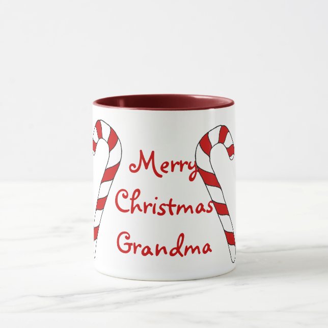 Caneca do bastão de doces da avó do Feliz Natal (Centro)