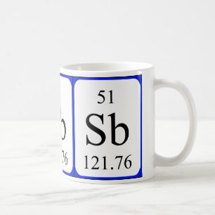 Caneca do branco do elemento 51 - antimónio