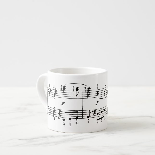 Caneca do café das notas musicais (Frente Esquerda)