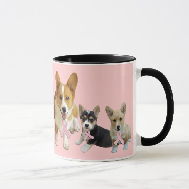 Caneca do cancro da mama do Corgi de Galês do (Direita)