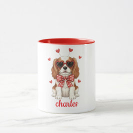 Caneca do cão Cavalier King Charles dia dos namora