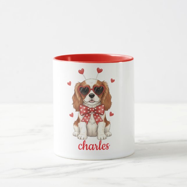 Caneca do cão Cavalier King Charles dia dos namora (Centro)