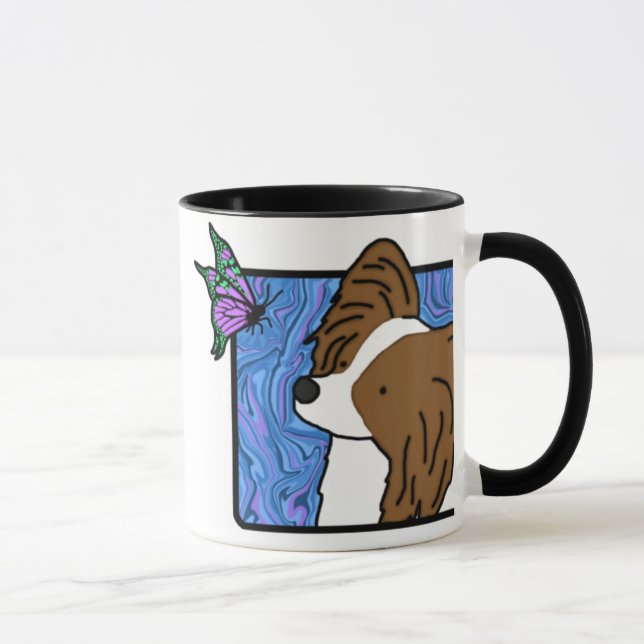 Caneca do cão da borboleta de Papillon (Direita)
