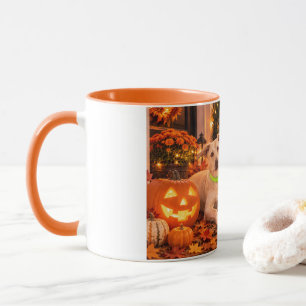 Caneca do Cão de Happy Halloween e Jack-o'-Lantern