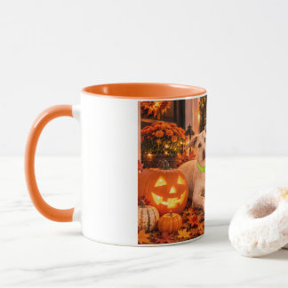 Caneca do Cão de Happy Halloween e Jack-o'-Lantern