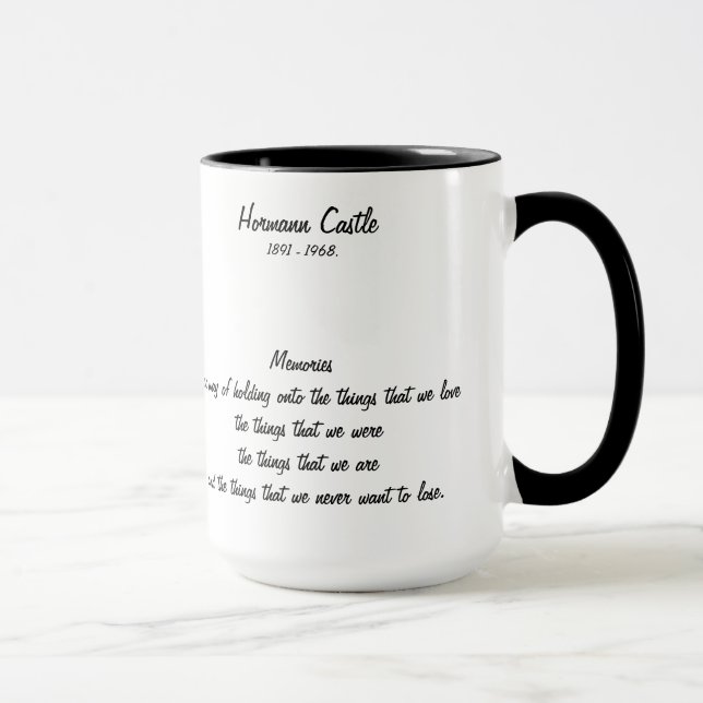 Caneca do castelo de Hormann com poema das (Direita)
