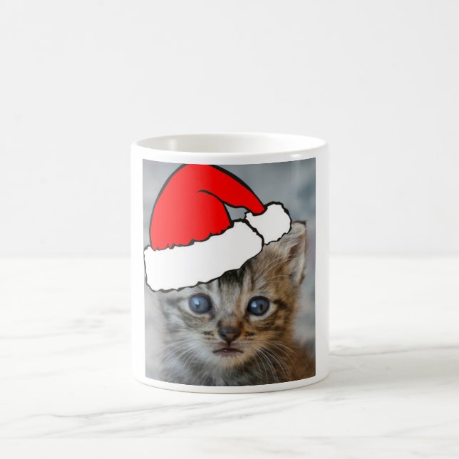 Caneca do chapéu do papai noel do gatinho (Centro)