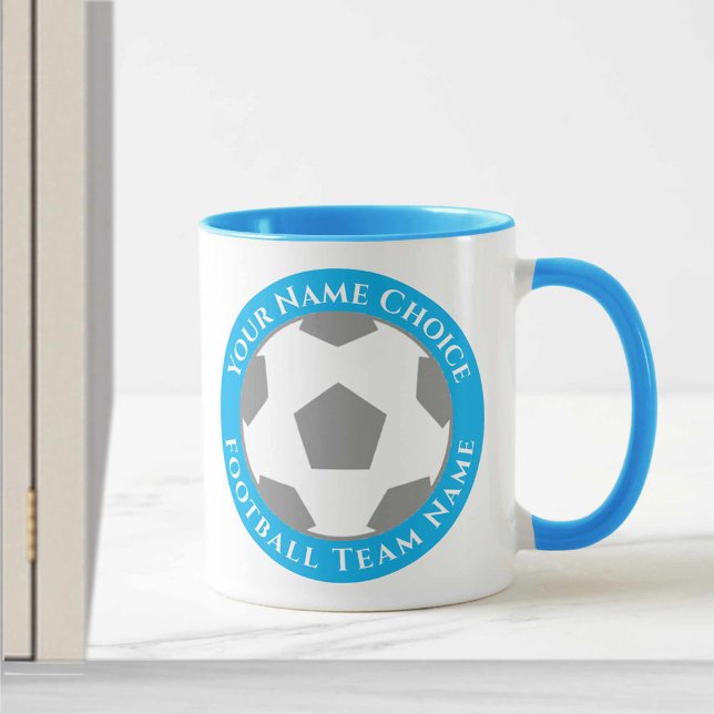 Caneca do Clube de Futebol em Azul Céu Claro (Criador carregado)