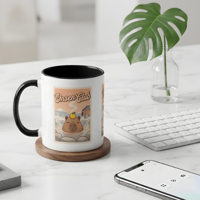 Caneca do Clube Onsen de Capivara – Cute Japanese  (Criador carregado)