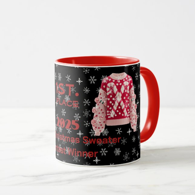 Caneca do Concurso de Suéter de Natal Brega Venced (Frente Esquerda)