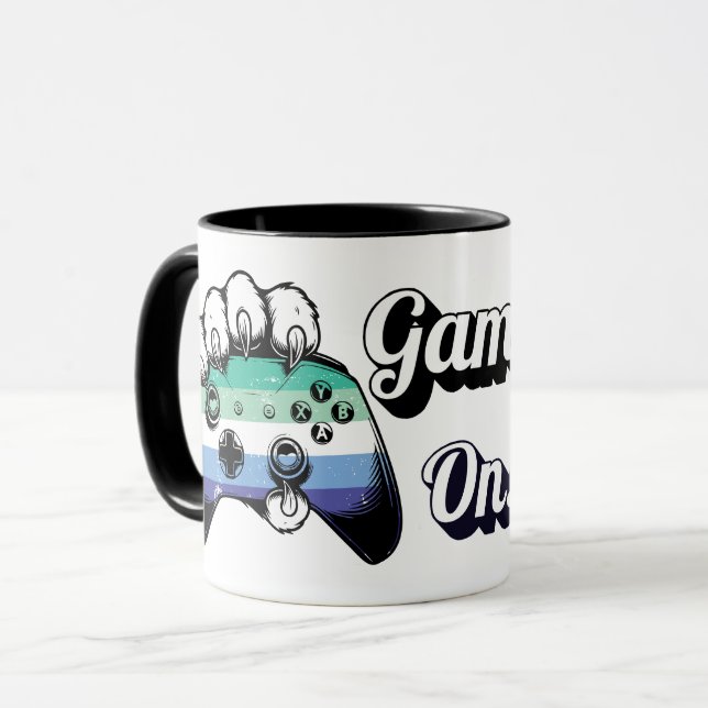 Caneca do Controle Gay MLM Orgulho Jogo no Tigre P (Frente Esquerda)