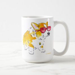 Caneca do Corgi dos óculos de sol do coração