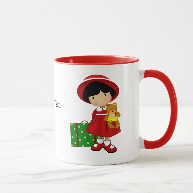 Caneca do costume do viajante da menina (Direita)