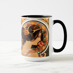 Caneca do deslizamento da vaca de Alphonse Mucha