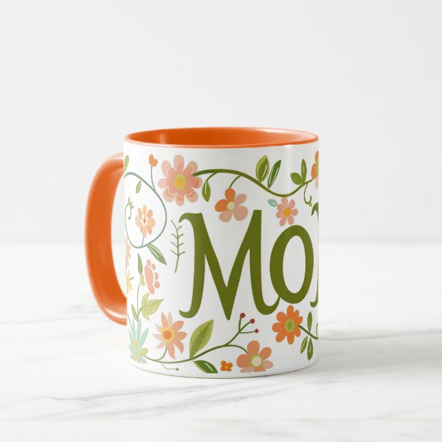 Caneca do Dia das Mães para Mamãe, Amo Mamãe, Melh (Frente Esquerda)