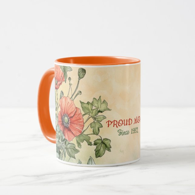 Caneca do Dia das Mães Texto "MÃE" "Desde 1972" (Frente Esquerda)