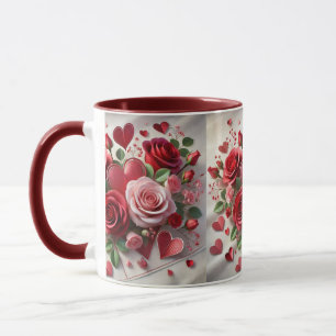 Caneca do Dia dos Namorados com Amor Rosas Vermelh