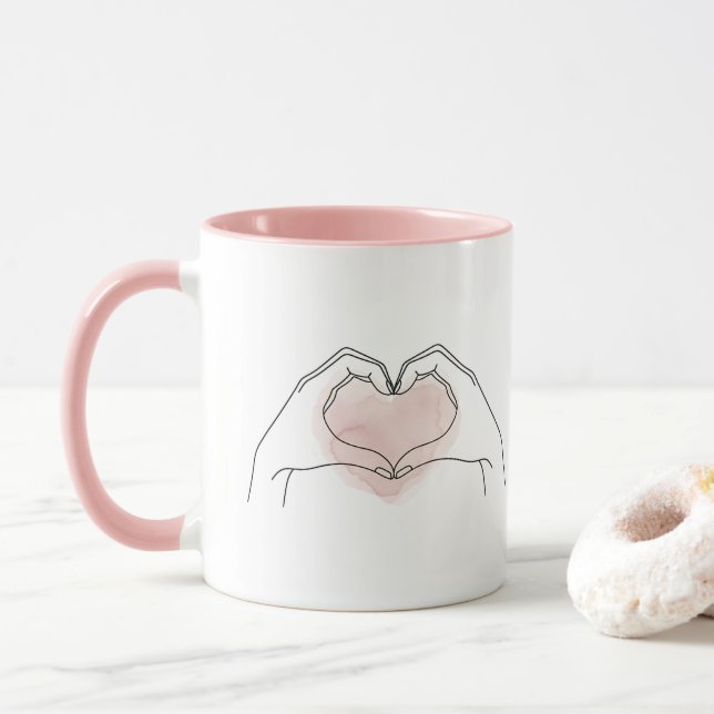 Caneca do Dia dos Namorados com Arte de Linha Mini (Com Donut)