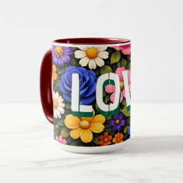 Caneca do Dia dos Namorados Padrão de Design Flora