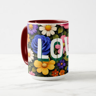Caneca do Dia dos Namorados Padrão de Design Flora