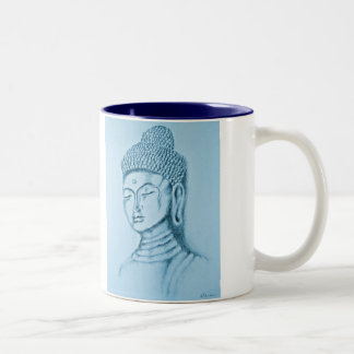 Caneca do Dois-tom azul de Buddha/Namaste