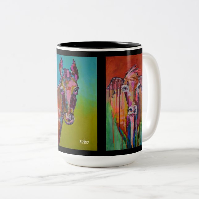 Caneca do Dois-Tom do lustre do cavalo da vaca (Frente Esquerda)