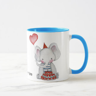 Caneca do elefante do aniversário do bebê