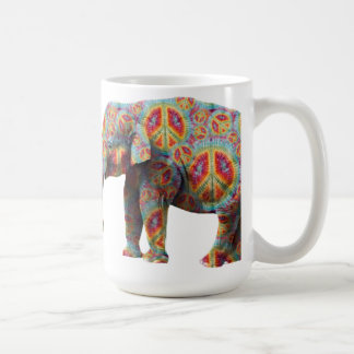 Caneca do elefante do Hippie da paz e do amor