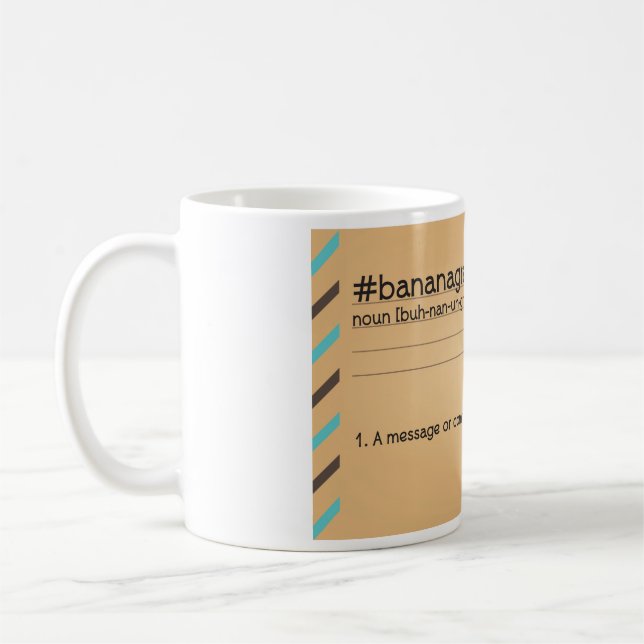 Caneca do envelope do #bananagram das BANANAS (Esquerda)