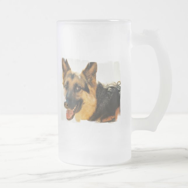 Caneca do fosco da foto do cão de german shepherd (Direita)