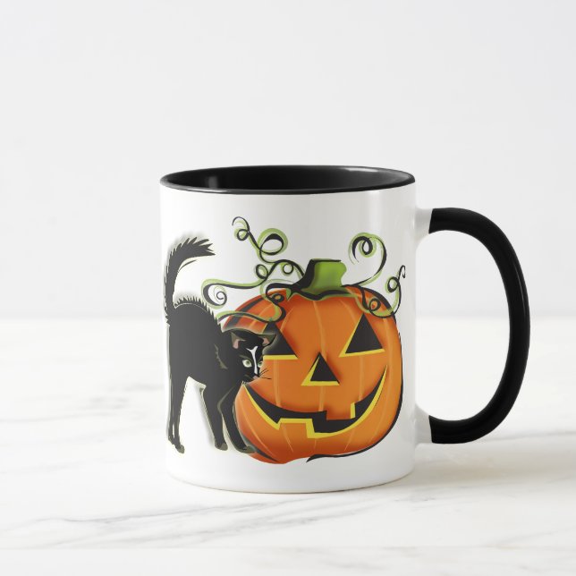 Caneca do gato da Jack-O-Lanterna N (Direita)
