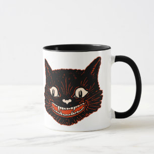 Caneca do gato preto do Dia das Bruxas do vintage