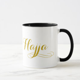 Caneca do Haj para mulheres com a palavra "Hajja "