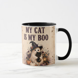 Caneca do Halloween Gato Preto Fantasma Café