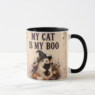 Caneca do Halloween Gato Preto Fantasma Café