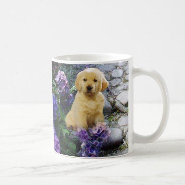 Caneca do Hydrangea do golden retriever (Direita)