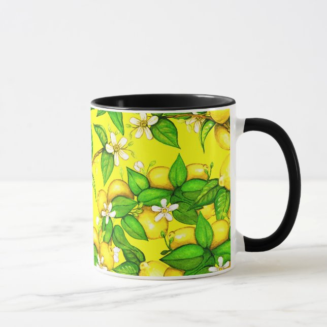 Caneca do impressão do limão no amarelo (Direita)