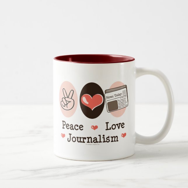 Caneca do jornalismo do amor da paz (Direita)