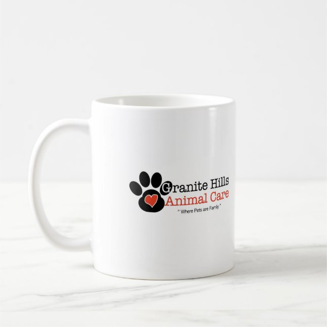 Caneca do logotipo dos cuidados animais das (Esquerda)